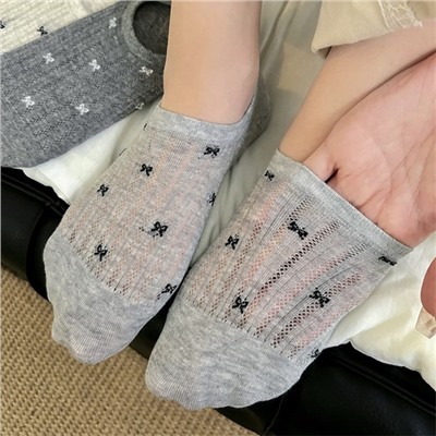 Cotton breathable summer thin non-slip socks with bow