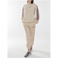 3160/3161 BEIGE/BROWN Костюм спортивный женский (95% хлопок, 5% эластан)