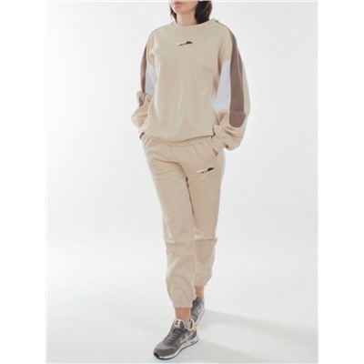3160/3161 BEIGE/BROWN Костюм спортивный женский (95% хлопок, 5% эластан)