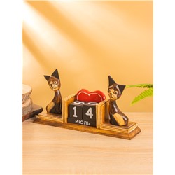 Вечный календарь настольный «Кошки», 6.5×28×15 см, дерево