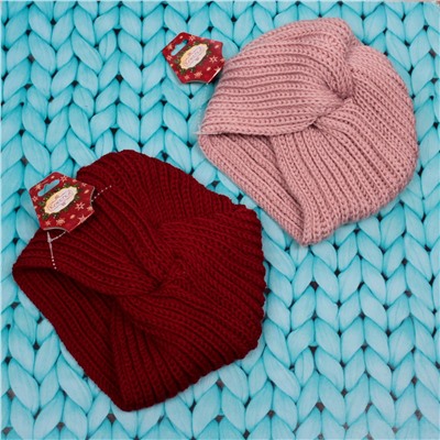 Повязка на голову теплая "Winter Turban", микс 6 цветов, 22*19см (Подвес Кокетка - Зима)