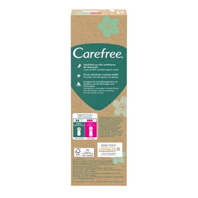 Carefree  Slipeinlagen Organic Cotton Long 24 St, Карефри Ежедневные прокладки из органического хлопка Long 24шт, 5 упаковок (120 штук)