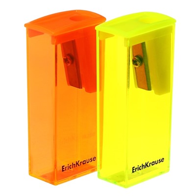Точилка ErichKrause City Neon, 1 отверстие, с контейнером, пластиковая, МИКС