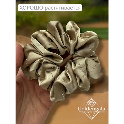 Резинка для волос объемная шелковая со стразами 5шт. Арт:Р2/004