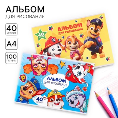 Альбом для рисования на скрепке 40 листов, 2 штуки, «Щенячий патруль»