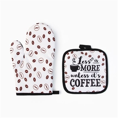 Кухонный набор Доляна "Coffee", прихватка 17х17 см, варежка 26х16 см, 100% п/э
