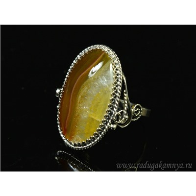 Кольцо агат 17*28мм, размер 18