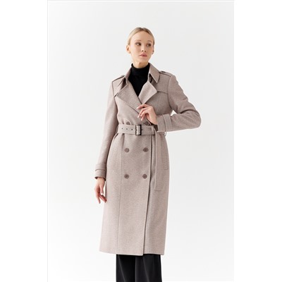 Пальто женское демисезонное 25797 (коричневый/ёлочка)