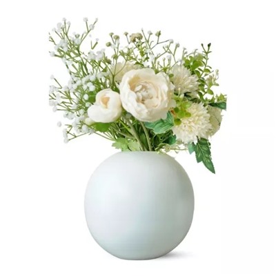 Белая металлическая ваза для цветов, Metal Ball Flower Vase (White, Medium), произв. Behoma