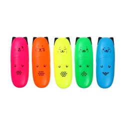 Маркер текстовыделитель мини 1-5мм BRAUBERG KIDS "CUTE CATS NEON", микс, в пласт банке