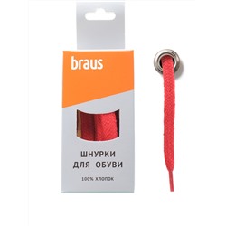 Шнурки BRAUS 120 см плоские КРАСНЫЕ/10