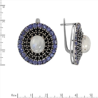 Серьги 'Самира' беломорит, танзанит, шпинель ИВСК.889БМN