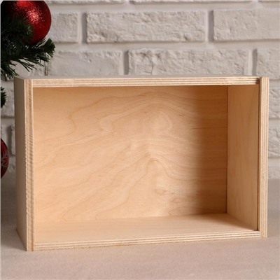 Подарочная коробка деревянная «Новогодние игрушки», 20×14×8 см, ящик с крышкой, упаковка