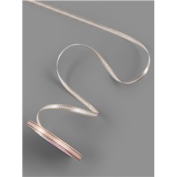 Лента атласная, с золотым люрексом, 6 мм, 23±1 м, лилово-белая №119