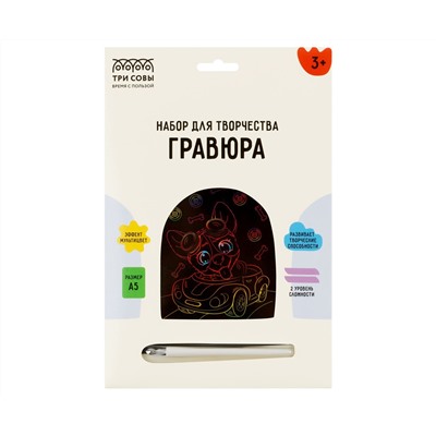Гравюра с мультицветной основой ТРИ СОВЫ "Гонщик", А5