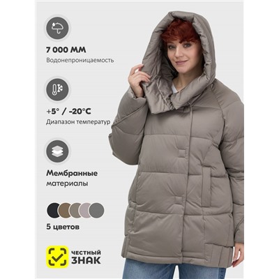 Куртка зимняя женская с капюшоном модная коричневого цвета 7651K