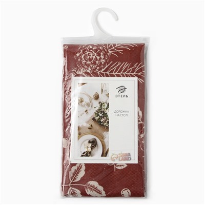 Дорожка на стол Этель New Year's plants 40×149 см, 100% хлопок, рогожка 186 г/м², красная