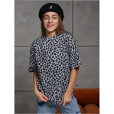 Футболка "Леопард" Серый Девочка