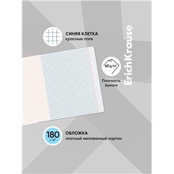 Тетрадь 12 листов в клетку ErichKrause «Классика», обложка мелованный картон, голубая
