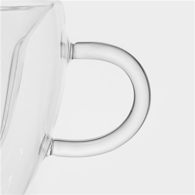 Кружка с двойными стенками Magistro «Сердце», 250 мл, стекло, прозрачная