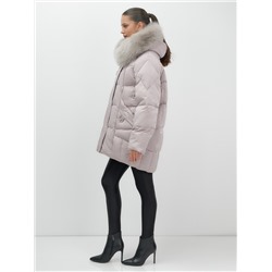Куртка зимняя женская с мехом и капюшоном тренд светло-коричневого цвета 7660SK