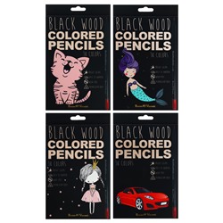 Карандаши цветные 18 цветов BlackWoodColor, пластиковые, трёхгранные, МИКС