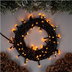 Гирлянда «Нить» 10 м, IP20, тёмная нить, 100 LED, 8 режимов, 220 В, свечение жёлтое