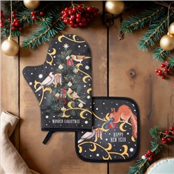 Набор кухонный Этель Wonder christmas, варежка 20×28 см, прихватка 19×19 см,100% хлопок