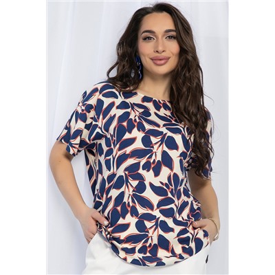 Блуза Маргоша (бежево-синяя) Б13152-16М