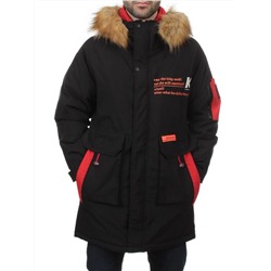 22067 BLACK RED Куртка мужская зимняя облегченная (150 гр. холлофайбер)