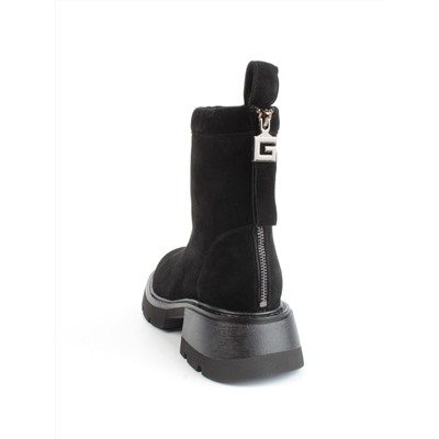04-M3-L861 BLACK Ботинки зимние женские (натуральная замша, натуральный мех)