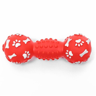 Игрушка для собак, пищащая, "Кость" красная 12,5 см