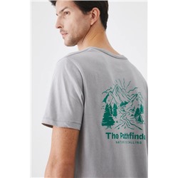 T-shirt bawełniany męski z nadrukiem  kolor szary