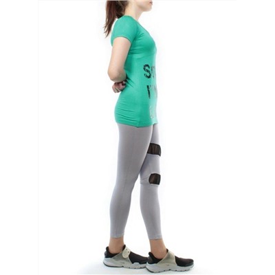1215 GREEN/GRAY Спортивный костюм для фитнеса женский (90% вискоза, 10% лайкра)