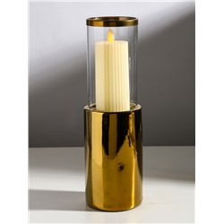 Подсвечник на 1 свечу «Хром», керамика, стекло, d=7.5 см, золото, 9.2×9.2×29.5 см