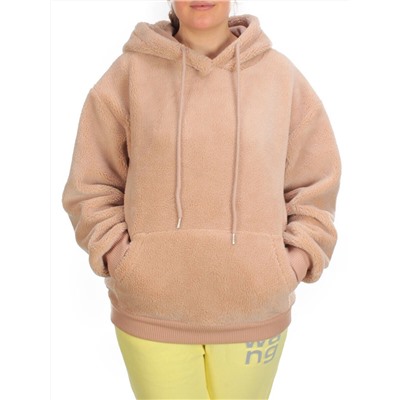 110 BEIGE Худи женское Тедди на флисе
