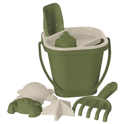 Песочный набор Lalababy for Green Republic (ведерко, сито, совочек, грабельки, 4 формочки) LA104912049 полынь