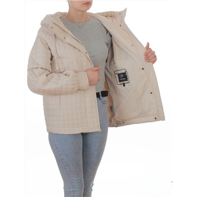 8039 LT. BEIGE Куртка стеганная демисезонная женская (100 гр. холлофайбер)
