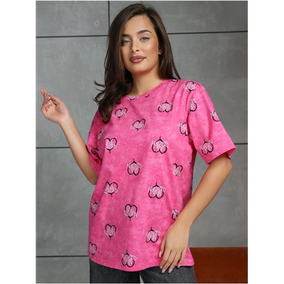 Футболка "Принт" Розовый женская
