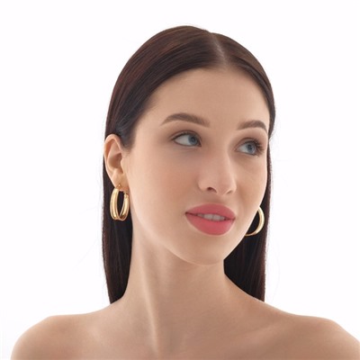 Серьги кольца тройные QF «Карма», d=4, цвет золото