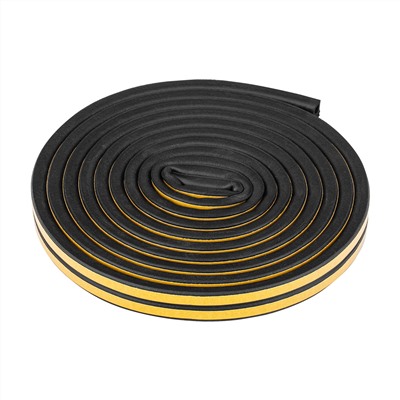 Уплотнитель резиновый, 6 м, профиль "D", черный Сибртех