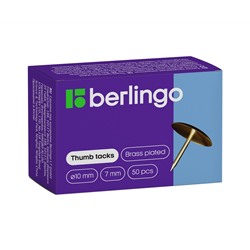 Кнопки канцелярские/гвоздики Berlingo, омедненные 10мм, 50шт., карт. упаковка