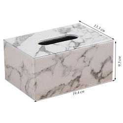 Бокс для салфеток декоративный, из PU-кожи, малый, размер: 19.4х13.3х9.3 см Tov-602