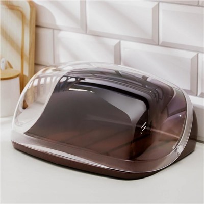 Хлебница малая с крышкой IDEA, 31.5×25.4×15 см, пластик, коричневая