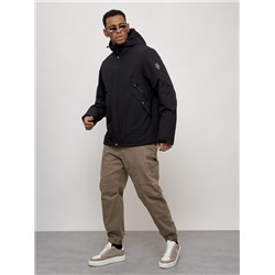 Куртка спортивная MTFORCE мужская с капюшоном черного цвета 2332Ch