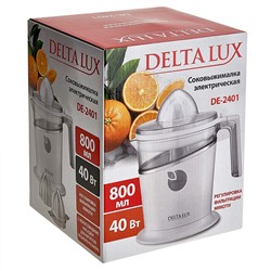 Соковыжималка электрическая 40 Вт, 800 мл DELTA LUX DE-2401 белая