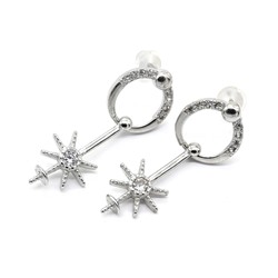 Швензы серебряные, пусеты 24*10мм с фианитами, 1пара