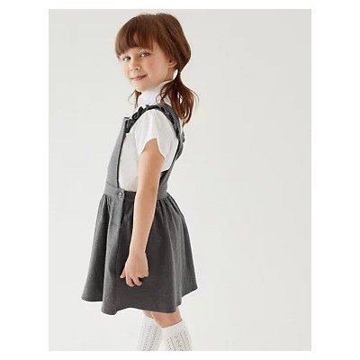 Girls' Cotton Frilled School Pinafore (2-12 Yrs)