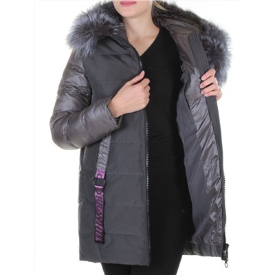8186 DK. GRAY Пальто женское с натуральным мехом Jarius