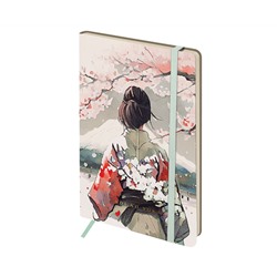 Записная книжка А5 80л. ЛАЙТ, кожзам, Greenwich Line "Sakura. Wise beauty", с резинкой, тиснение фольгой, блок в линию